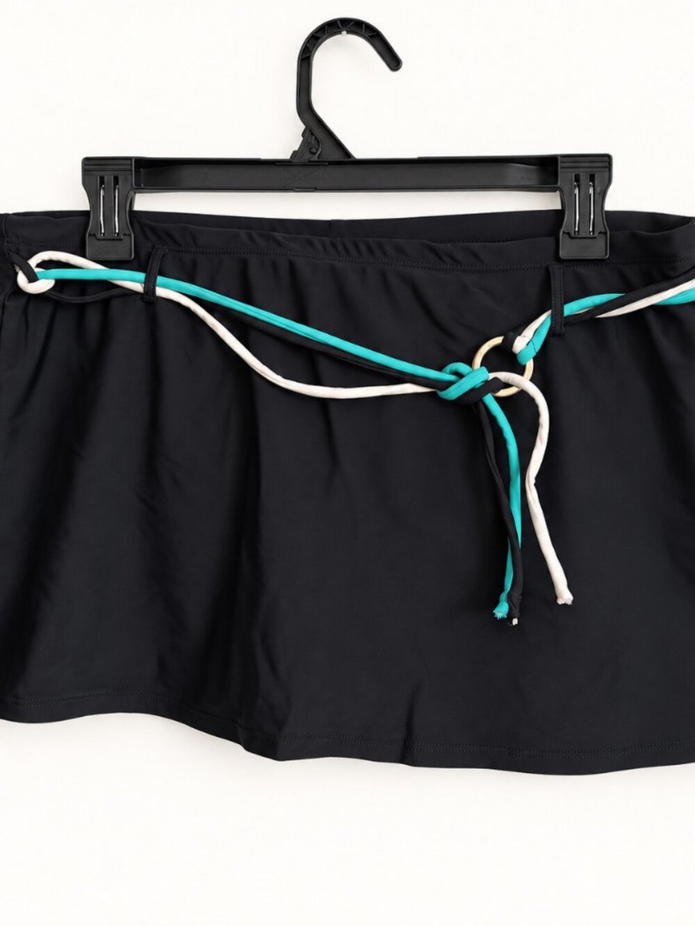 a.n.a Black Skirted Swim Bottom Cord Belt Attached Brief Size 10